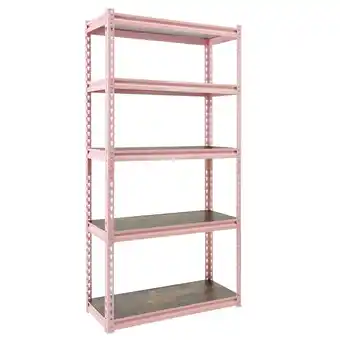 Walmart King's Rack 5-Tier Metal Boltless Storage Shelving in Pink & Wooden offer