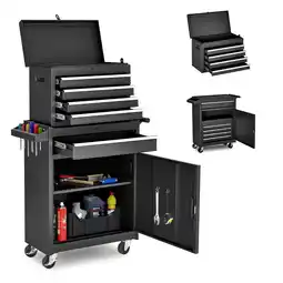 Walmart NETAJE 2 in 1 Steel Rolling Tool Chest and Cabinet, 5-Drawer, Black offer