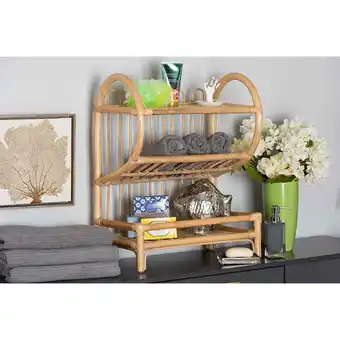 Walmart Baxton Studio Liora Modern Bohemian Natural Brown Finished Rattan 2-Tier Display Shelf offer