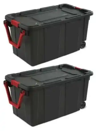 Walmart Set of 2 Black 40 Gallon Industrial Tote Plastic Bins with Wheels - Convenient Storage offer