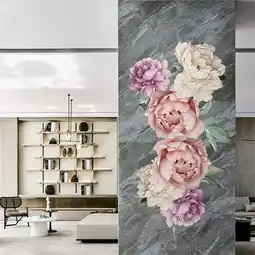 Walmart KIHOUT Flash Deals Peony Flower Pattern DIY Wall Decoration Decal Self-Adhesive PVC Sticker Mural offer