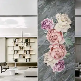 Walmart KIHOUT Flash Deals Peony Flower Pattern DIY Wall Decoration Decal Self-Adhesive PVC Sticker Mural offer