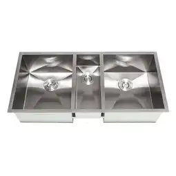 Walmart Contempo Living 42 in. Undermount Triple Bowl Zero Radius Kitchen Sink - Stainless Steel, 16 Gauge offer