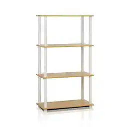 Walmart Turn-N-Tube 4-Tier Multipurpose Shelf Display Rack, Beech & White - 43.25 x 23.6 x 11.6 in offer