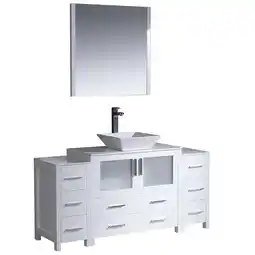 Walmart Fresca Torino 60 White Modern Bathroom Vanity with Side Cabinet and Vessel Sink offer