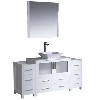 Walmart Fresca Torino 60 White Modern Bathroom Vanity with Side Cabinet and Vessel Sink offer