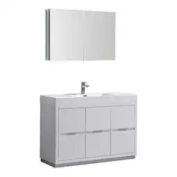 Walmart Pemberly Row 48 Modern Wood Bathroom Vanity with Cabinet in Glossy White offer