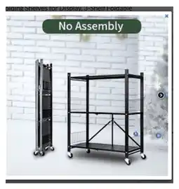 Walmart Organizer 3 Tier Foldable Metal Storage Shelves Rack with Wheels Rolling Cart offer