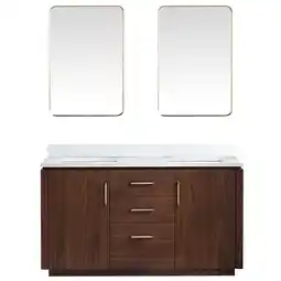 Walmart Vinnova San 60 Double Sink Wood Bath Vanity with Mirrors in Natural Walnut offer