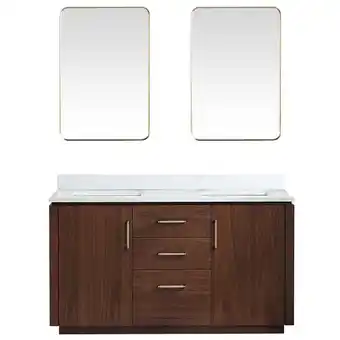 Walmart Vinnova San 60 Double Sink Wood Bath Vanity with Mirrors in Natural Walnut offer