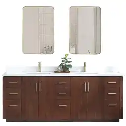 Walmart Vinnova San 84 Double Sink Wood Bath Vanity with Mirrors in Natural Walnut offer