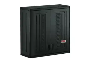 Walmart Suncast Adjustable Shelves Resin Wall Storage Cabinet with Doors, Dark Grey offer