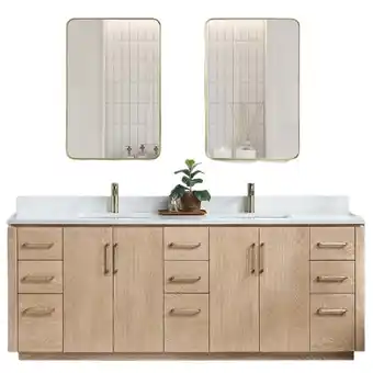 Walmart Vinnova San 84 Double Sink Wood Bath Vanity with Mirrors in Washed Ash/White offer