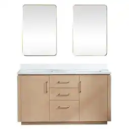 Walmart Vinnova San 60 Double Sink Wood Bath Vanity with Mirrors in Washed Ash/White offer