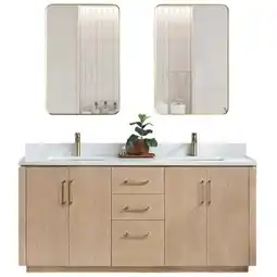 Walmart Vinnova San 72 Double Sink Wood Bath Vanity with Mirrors in Washed Ash/White offer