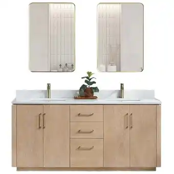 Walmart Vinnova San 72 Double Sink Wood Bath Vanity with Mirrors in Washed Ash/White offer