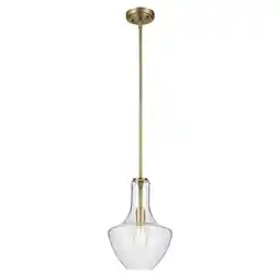 Walmart Kichler 42141 Everly 11 Wide 1 Light Pendant - Natural Brass / Clear offer