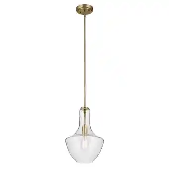 Walmart Kichler 42141 Everly 11 Wide 1 Light Pendant - Natural Brass / Clear offer