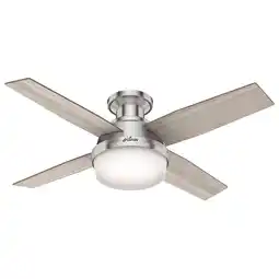 Walmart Hunter 52 inch Dempsey Brushed Nickel Low Profile Ceiling Fan with LED Light Kit and Handheld Remote offer