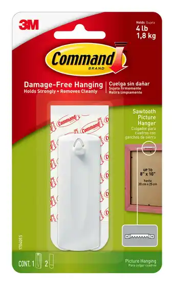 Walmart Command Sawtooth Picture Hangers, White, Damage Free Decorating, 1 Hanger offer