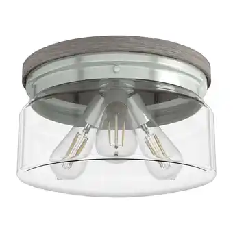 Walmart Hunter Devon Park Brushed Nickel and Grey Wood 3 Light Flush Mount Ceiling Light Fixture offer