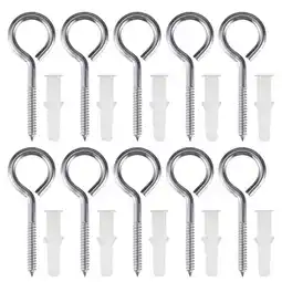 Walmart 10pcs 304 Stainless Steel Self Tapping Screw Eye Bolt Ring Hook with Expansion Pipe(Closed Loop) offer