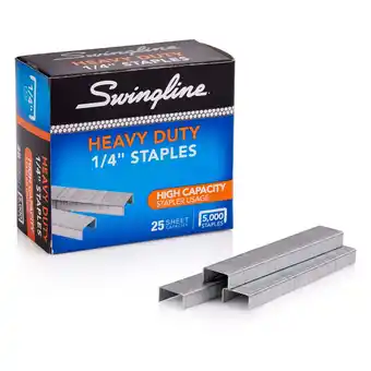 Walmart Swingline Heavy Duty Staples, 1/4 Leg Length, 5,000/Box offer