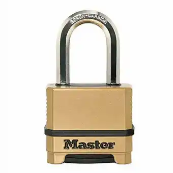 Walmart Master Lock Heavy Duty Outdoor Combination Lock, Shackle, Brass Finish -1.5 offer