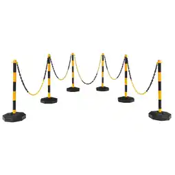 Walmart Gymax 6PCS Traffic Delineator Pole Safety Caution Barrier w/ 5ft Link Chains Yellow & Black offer