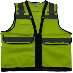 Walmart Petra Roc ANSI-ISEA Class 2 Deluxe 8-Pocket High Visibility Heavy Duty Surveyors Safety Vest, 3X offer