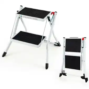 Walmart Costway 2 Step Ladder Folding Step Stool 330lbs Capacity with Anti-Slip Pedal & Handle offer