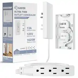 Walmart Saker 5 ft White 3 Outlets Indoor Extension Cord offer