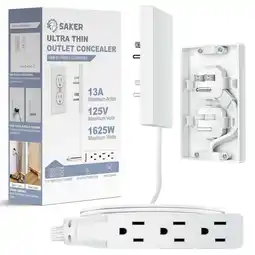 Walmart Saker 5 ft White 3 Outlets Indoor Extension Cord offer