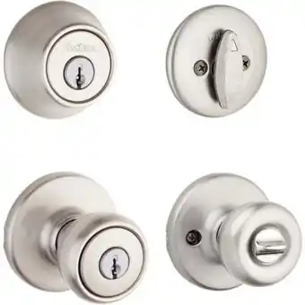 Walmart 690 Tylo Keyed Entry Knob and Single Cylinder Deadbolt Combo Pack in Satin Nickel offer