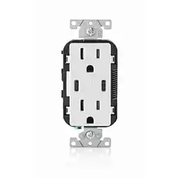 Walmart Leviton 15 amps 125V 5-15 R Duplex & Type C White Outlet & USB Charger, White offer