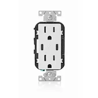 Walmart Leviton 15 amps 125V 5-15 R Duplex & Type C White Outlet & USB Charger, White offer