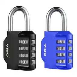 Walmart ORIA 2 Pack Combination Locks 4 Digit Outdoor Waterproof Padlock, Black & Blue offer