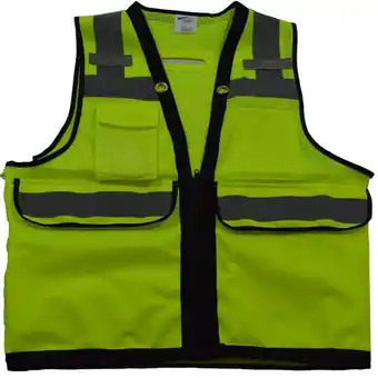 Walmart Petra Roc ANSI-ISEA Class 2 Deluxe 8-Pocket High Visibility Heavy Duty Surveyors Safety Vest, Large offer