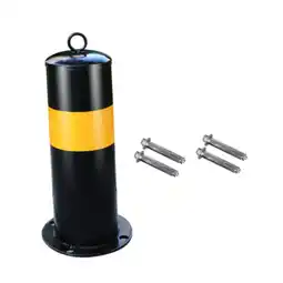 Walmart yotijay Metal Bollard Parking Barrier Driveway Security Post Yellow and Black Sturdy for 30cmx11.4cm offer