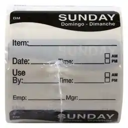 Walmart DayMark Day of the Week 2 x 2 Dissolvable Label, Sunday, Item/Date/Use By, (Roll of 250) offer