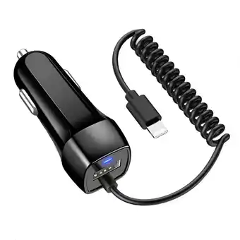 Walmart Idealforce Fast Charging USB Car Charger, 4.9ft Cable, Black, for iPhone and Samsung offer