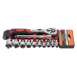 Walmart 12pcs/Set Ratchet Wrench Socket Kit with Extension Rod Repairing Hand Tool Hardware (1/4in) offer