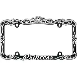 Walmart Classic Frames Princess Heart Black Metal License Plate Frame - Bling Crystal Inlays offer