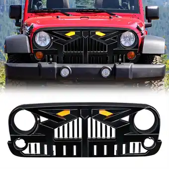 Walmart AMERICAN MODIFIED Empire Grille 07-18 Jeep Wrangler JK w/ Amber LED, Black offer