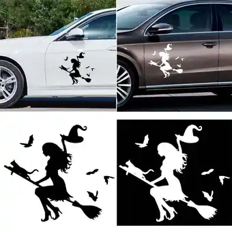 Walmart Walbest Car Auto Sticker, Bumper Window Laptop Witch On Flying Broom Halloween DIY Decal offer