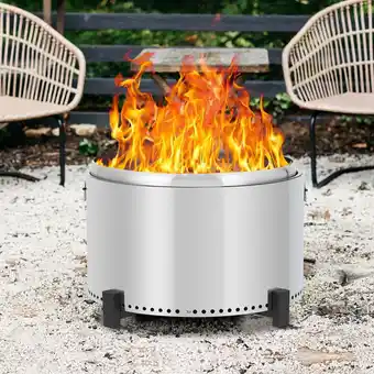 Walmart Garvee Fire Pits for Garden, 32 Inch Smokeless Fire Pit, Wood Burning Fireplaces,Silver offer