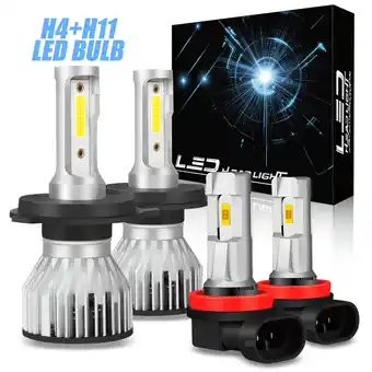 Walmart For Nissan X-Trail 2005-2006 LED Headlights 9003 High Low Beam H11 Fog Light Bulbs 4pcs offer