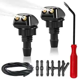 Walmart CENL 2Pcs Front Windshield Washer Nozzles With Adapter Hose Screwdriver Wiper Spray offer