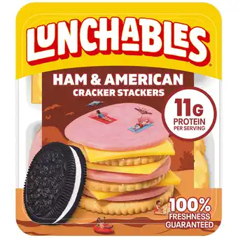 Walmart Lunchables Ham & American Cheese Cracker Stackers Kids Lunch Snack, 3.2 oz Tray offer