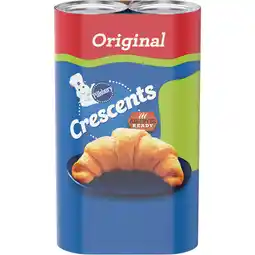 Walmart Pillsbury Crescent Rolls, Original Refrigerated Canned Pastry Dough, 2-Pack, 16 Rolls offer